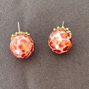Elegant Gold and Red Leopard Print Earrings